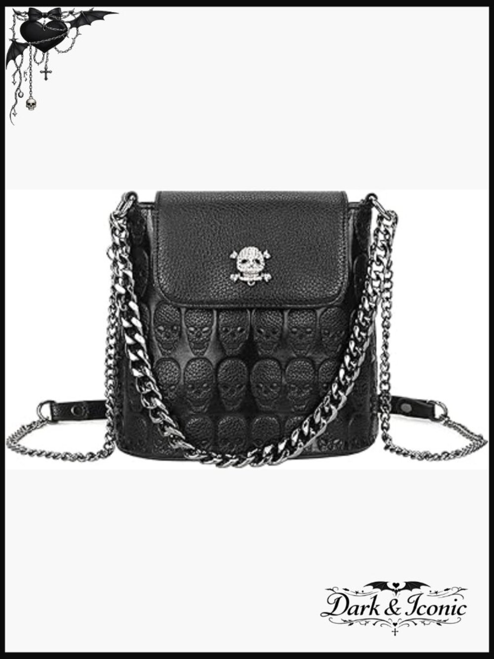Punk Skull Satchel Vegan Leather Shoulder Tote Handbag